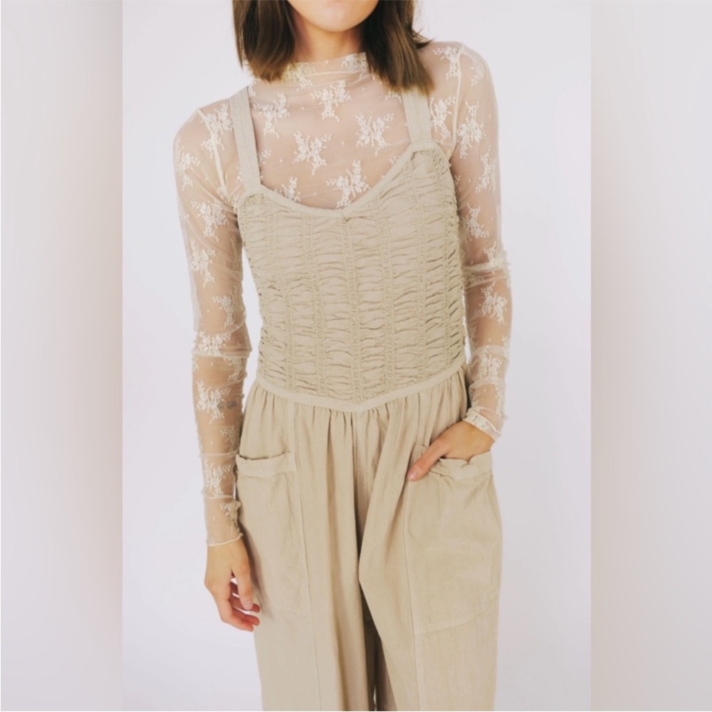 Free People NWT Forever Always 100% Cotton Wide Leg Jumpsuit small - Picture 8 of 15